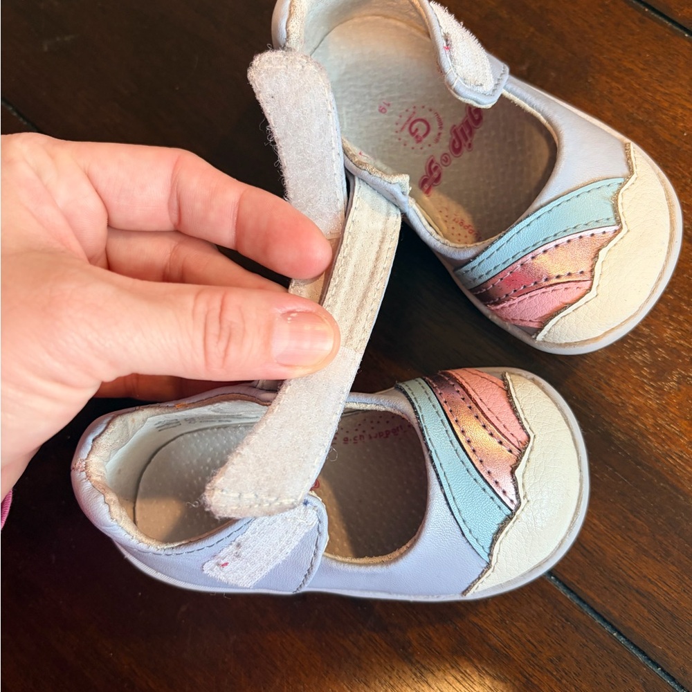 pediped White Mary Jane Shoes with Pink, Mint & Peach Accents - Picture 4 of 4